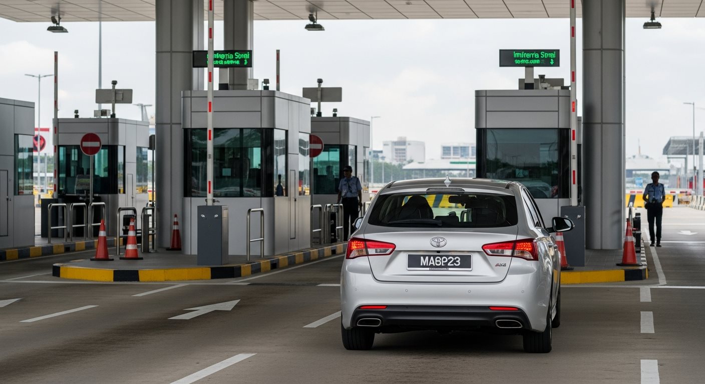 Foreign-registered vehicle entering Singapore via causeway