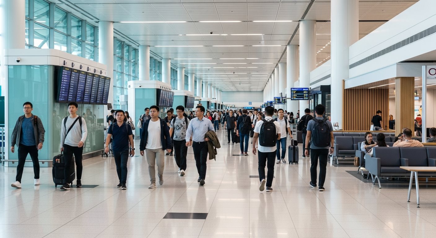 Transit passengers at Singapore Changi Airport