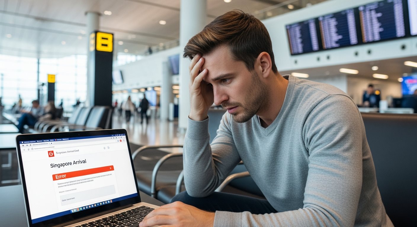 Traveler experiencing technical issues with SG Arrival Card website