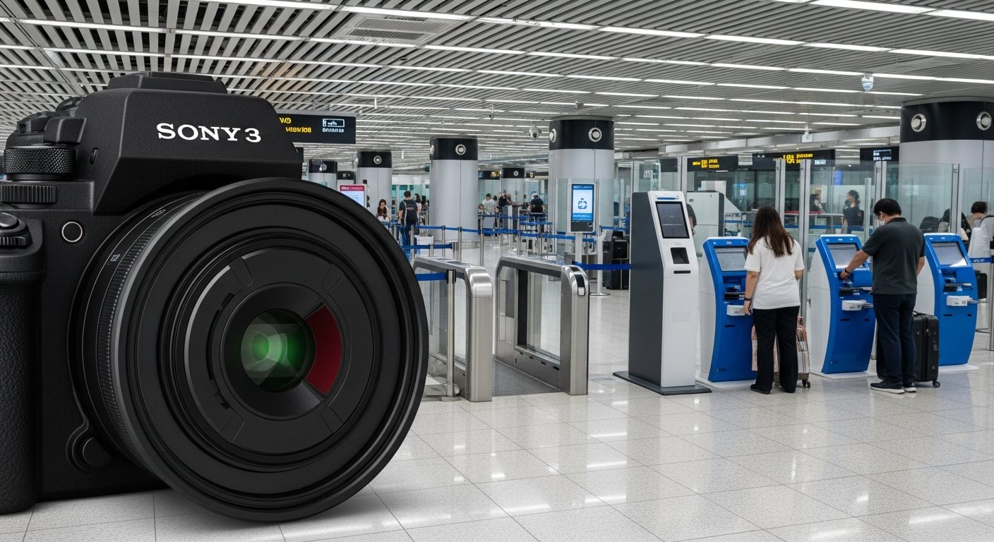 Singapore immigration checkpoint with automated clearance lanes and travelers