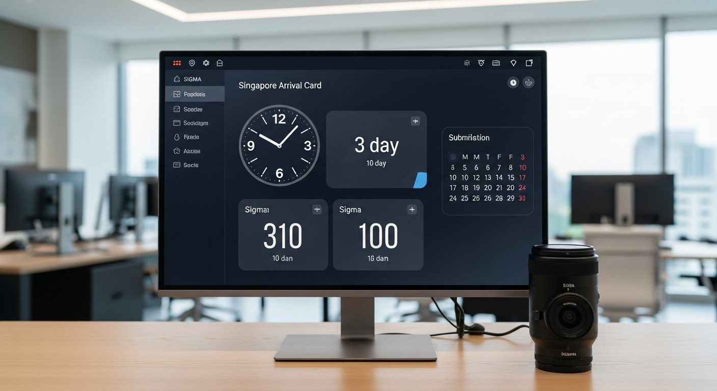 Clock and calendar showing Singapore Arrival Card submission timing